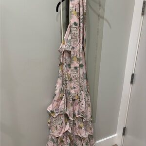 Floral Pink Ruffle Maxi Dress
